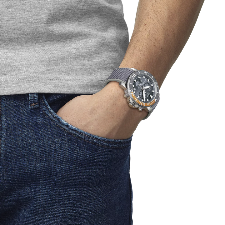Seastar 1000 Chronograph 45.5MM Grey/Orange Bezel Watch