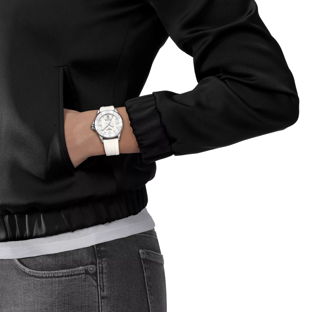 Seastar 1000 36MM White Silicone Strap Watch