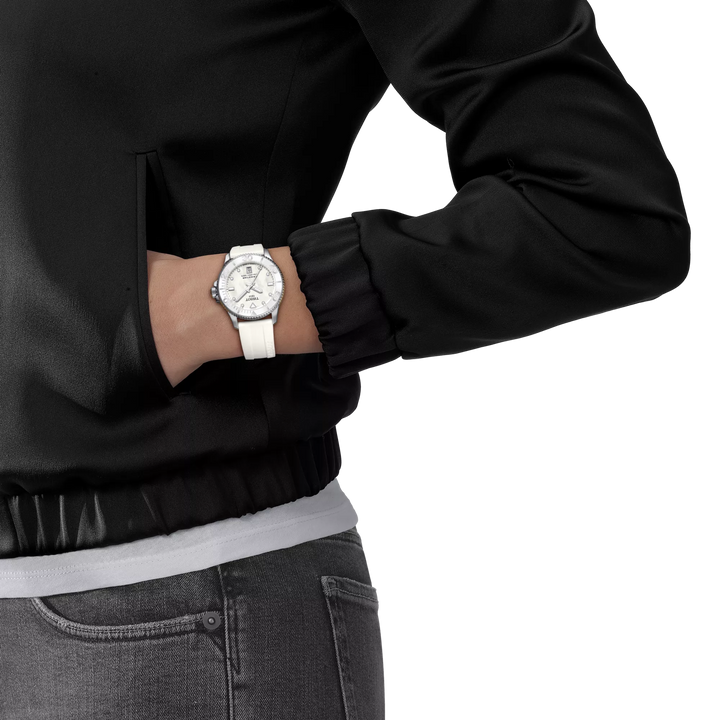 Seastar 1000 36MM White Silicone Strap Watch