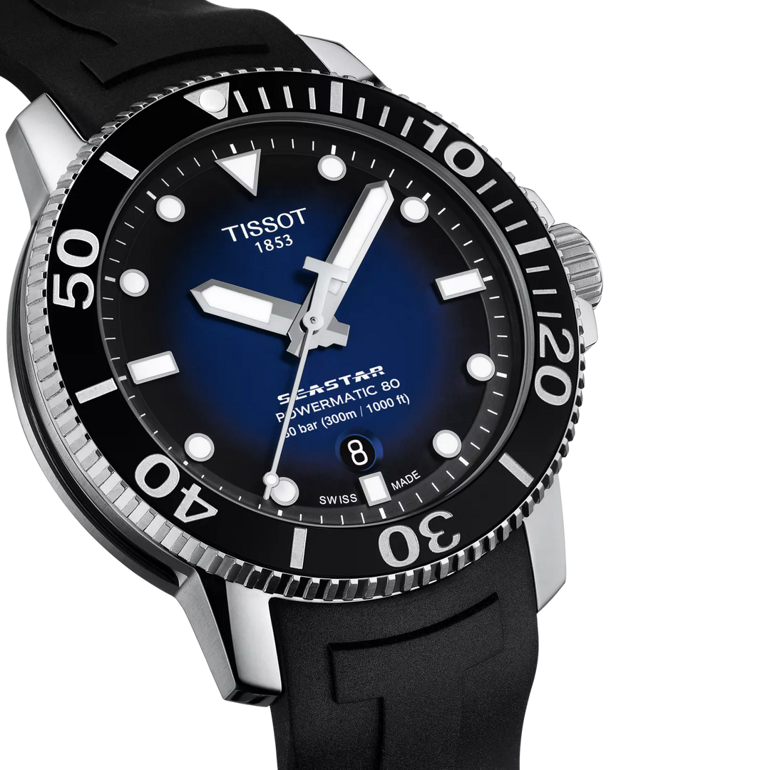 Seastar 1000 43MM Powermatic 80 Black Rubber Strap Watch