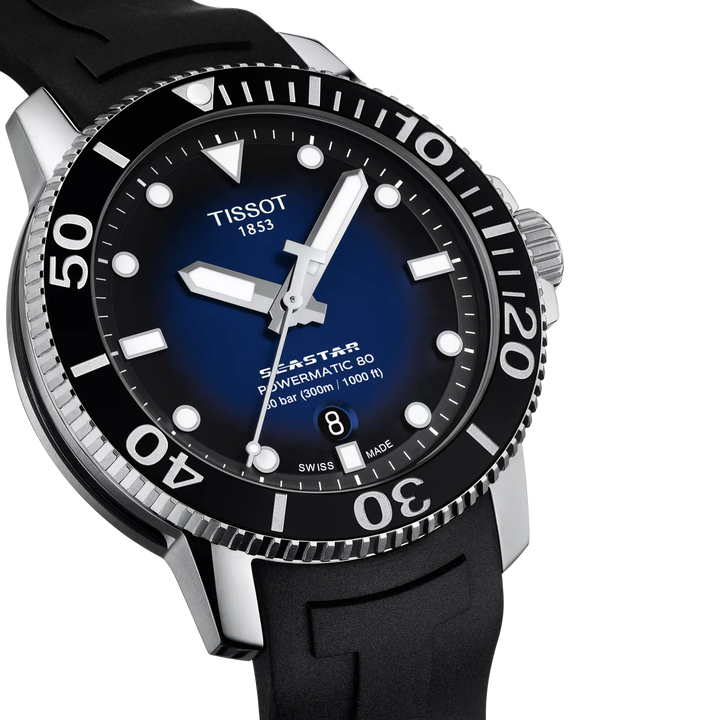 Seastar 1000 43MM Powermatic 80 Black Rubber Strap Watch