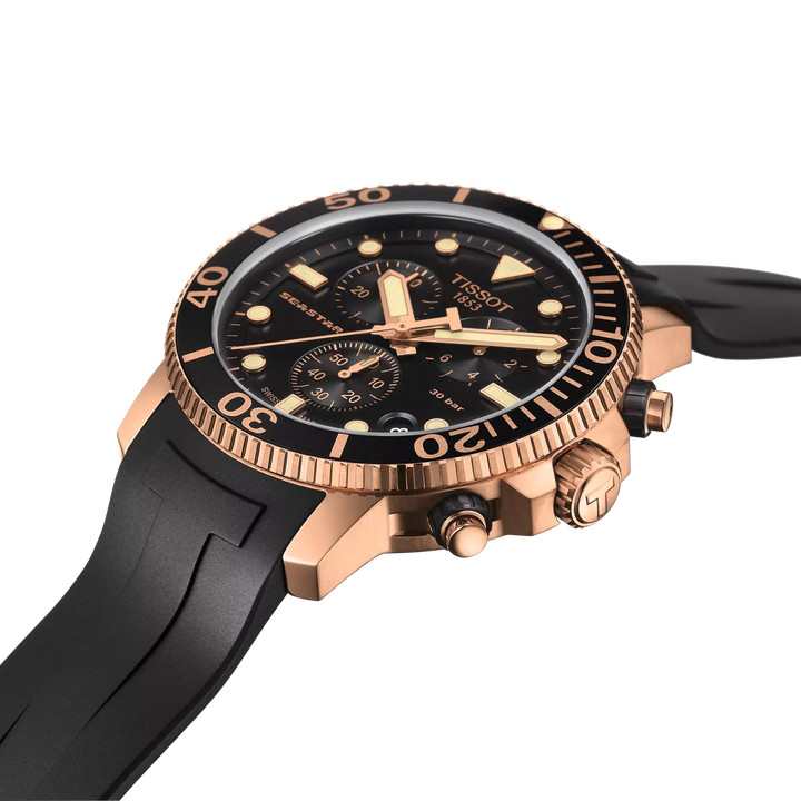 Seastar  1000 Chronograph 45.5MM Rose Gold with Rubber Strap Watch