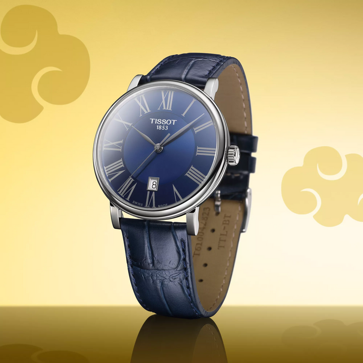 Carson Premium 40MM Blue Leather Strap Watch