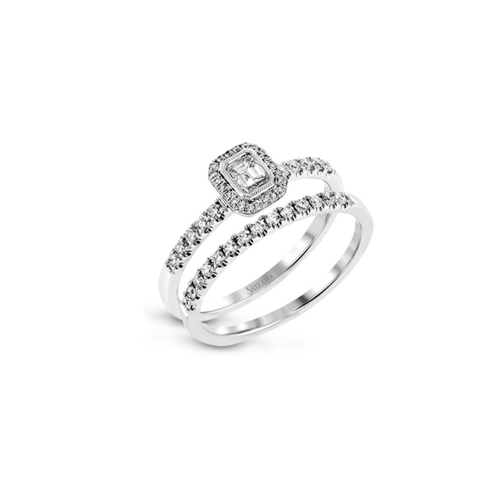.37D Emerald Cut Diamond Ring with Diamond Band