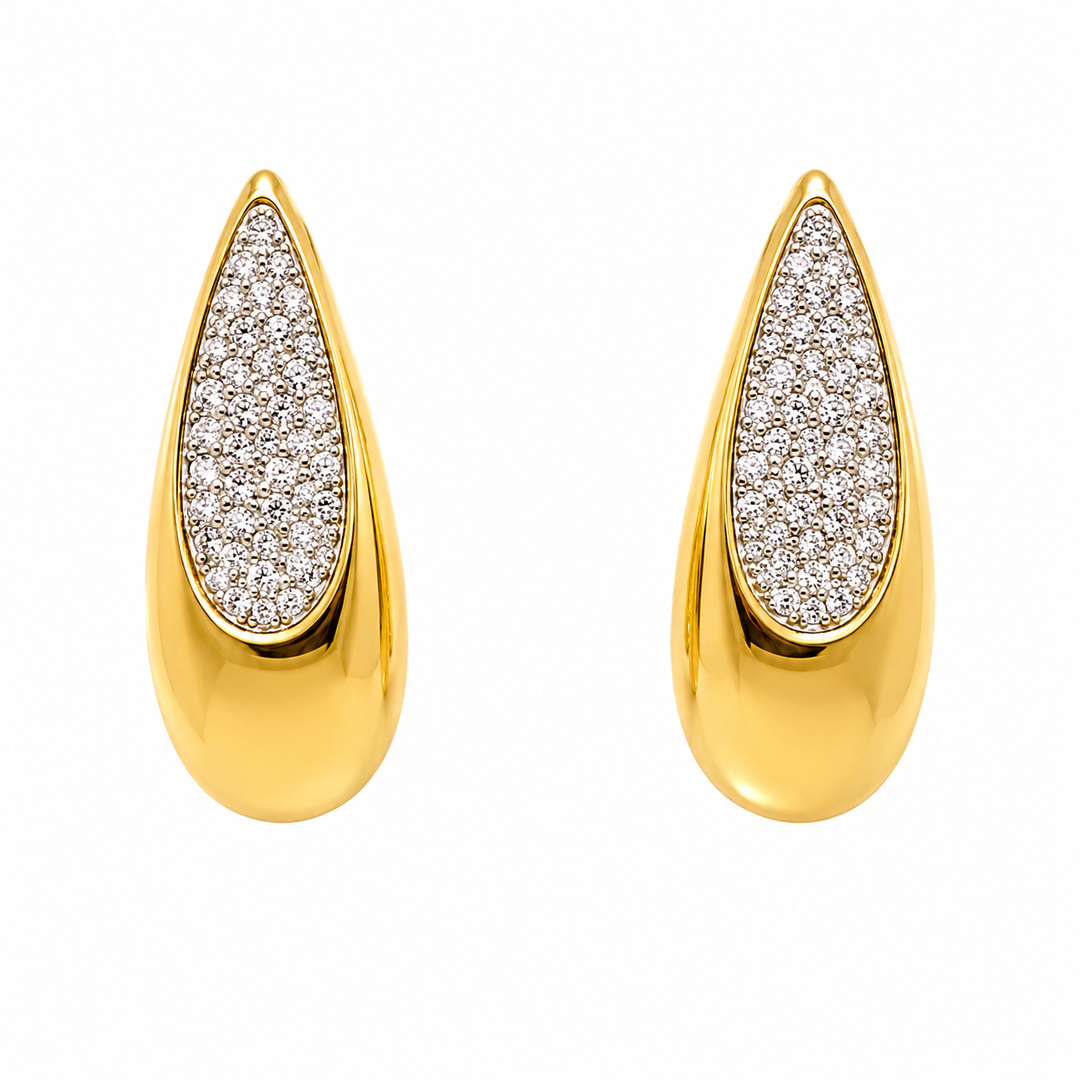 Large Drop Earrings with Pave
