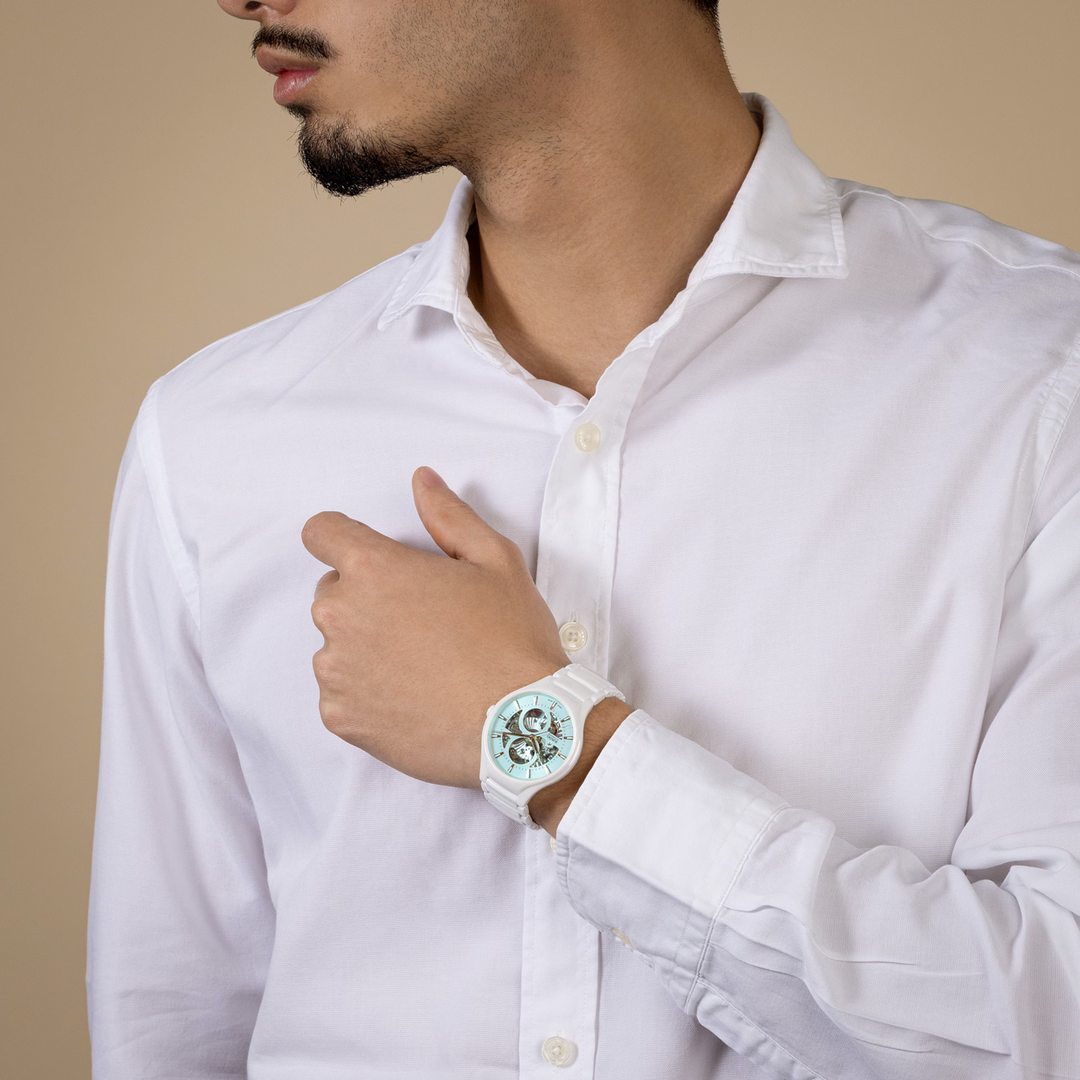 True Round Open Heart White Ceramic 40MM Watch