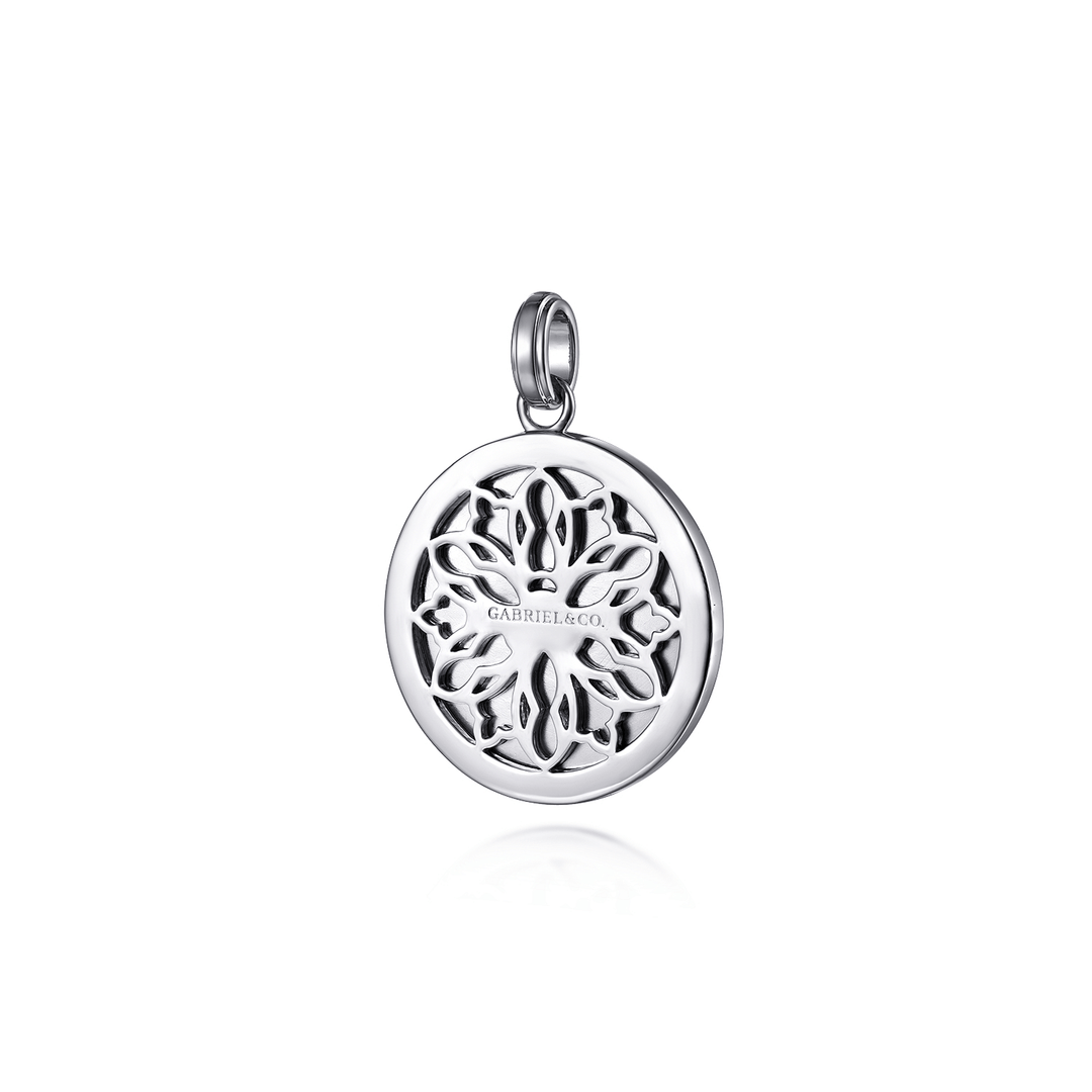 Compass Pendant Silver Black Spinel
