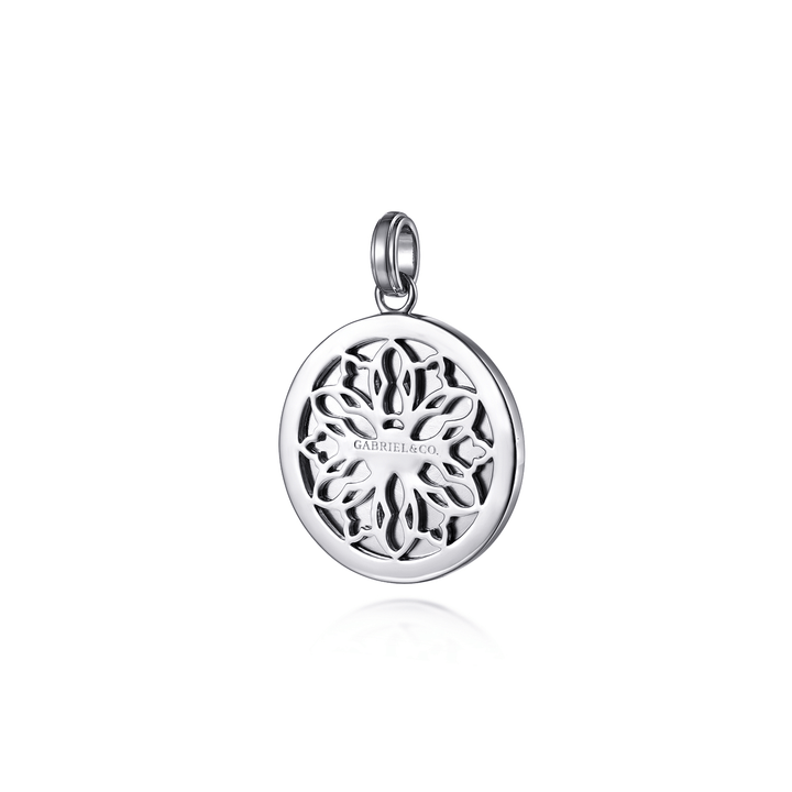 Compass Pendant Silver Black Spinel