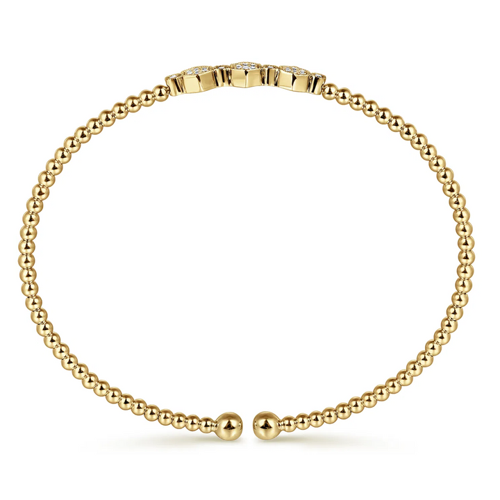 Hexagonal Diamond Yellow Gold Bangle Bracelet