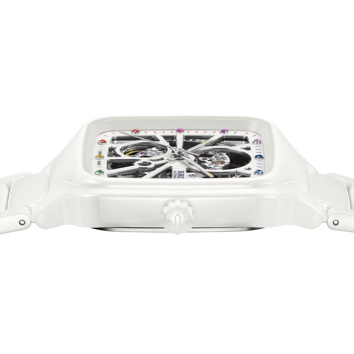 True Square Open Heart White Ceramic with Colored Indexes 38MM Watch