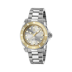 YA136357|GUCCI |DIVE |40mm Steel Watch; Silver Index Dial; Yellow Bezel; Automatic
