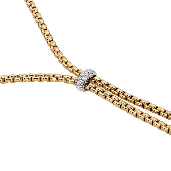 Eka Yellow Gold Lariat with Diamonds