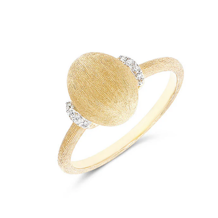 Dancing Gold Boule and Diamonds Accents Ring