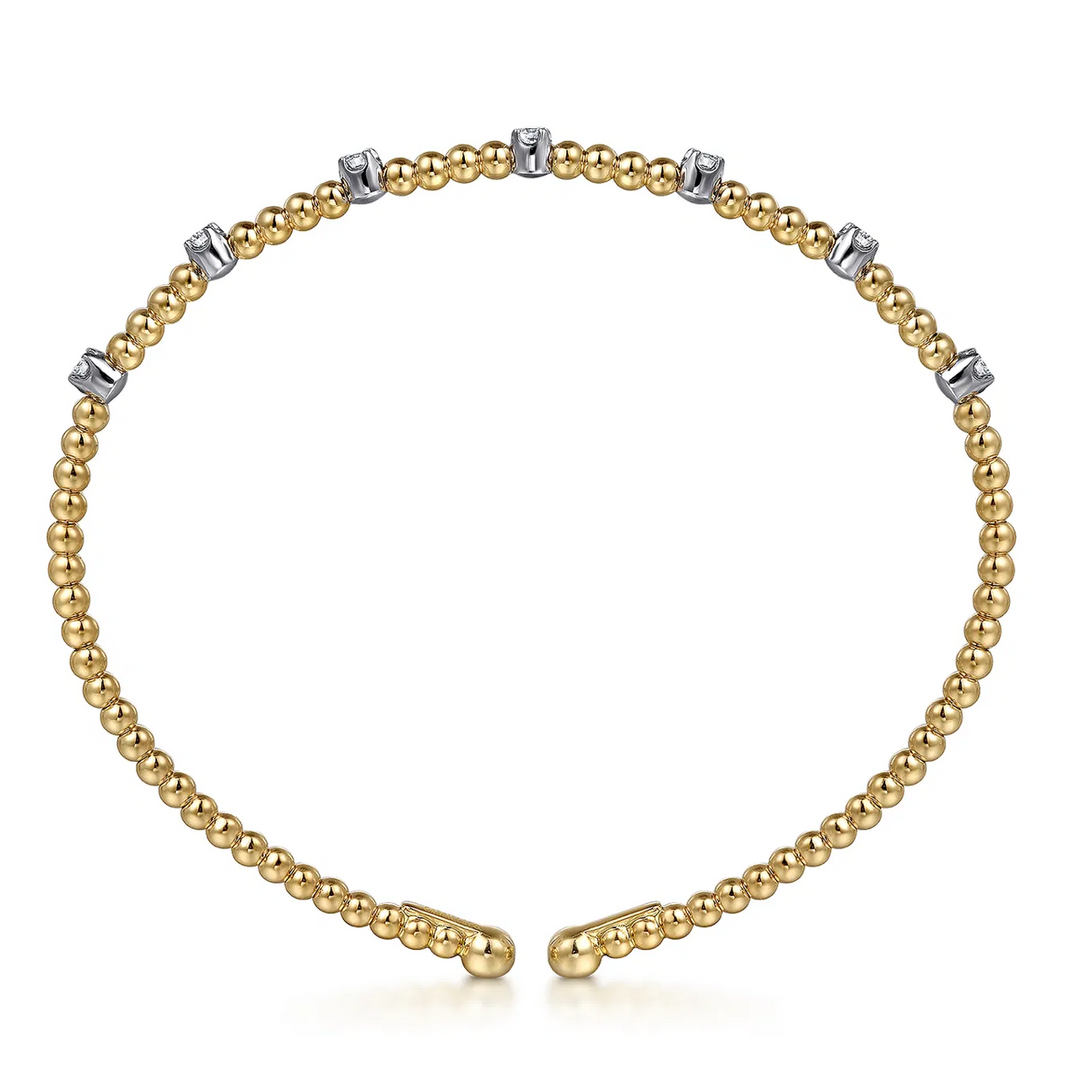14K White-Yellow Gold Bujukan Diamond Stations Bangle
