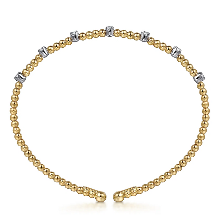 14K White-Yellow Gold Bujukan Diamond Stations Bangle