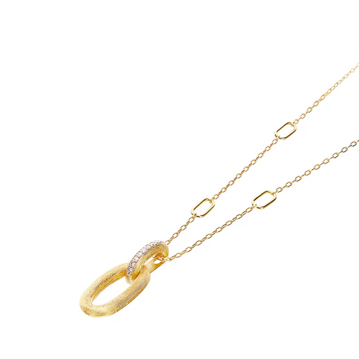 Libera Yellow Gold Link Pendant Necklace with Diamonds