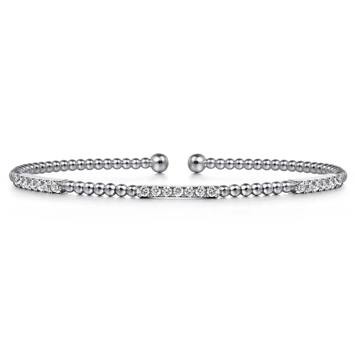 14K White Gold Bujukan Diamond Stations Bangle