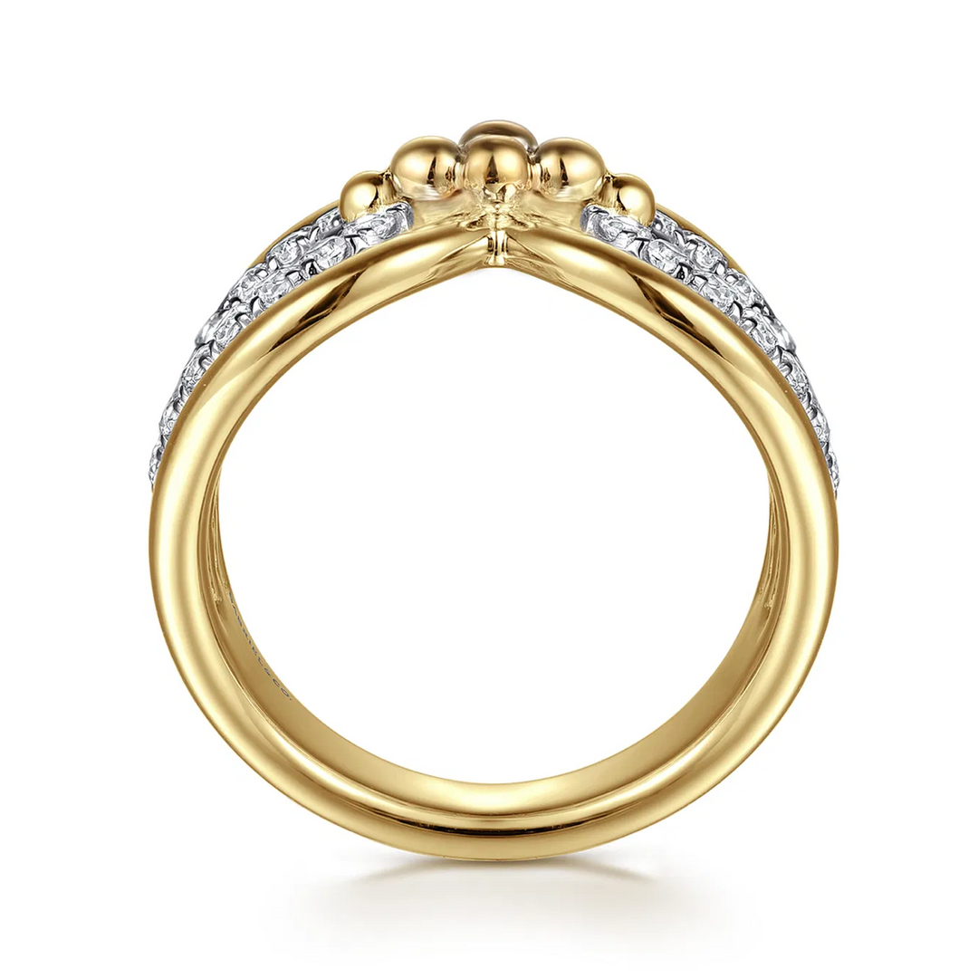 Bujukan Clover 14K Yellow Gold Bujukan Diamond Link Ring