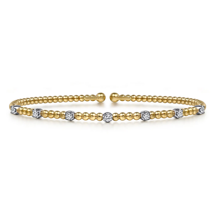 14K White-Yellow Gold Bujukan Diamond Stations Bangle
