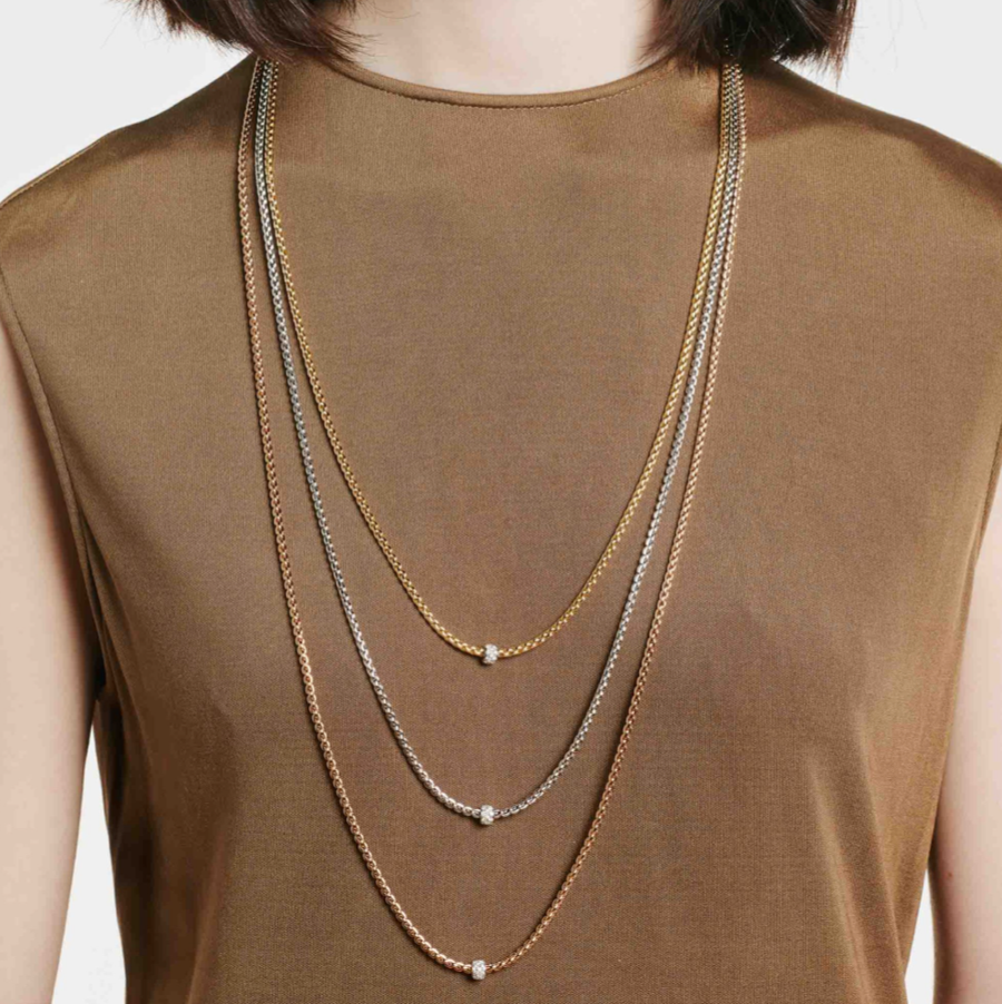 Eka Necklace in 18K White Gold with Diamond Charm