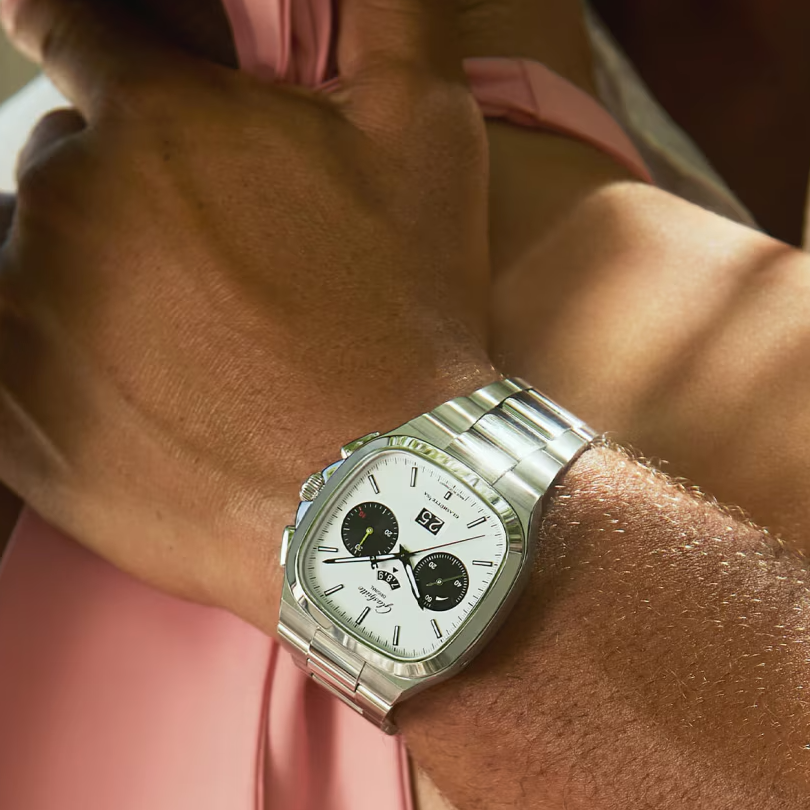 Seventies 'X' Chronograph Watch, White Dial 40MM