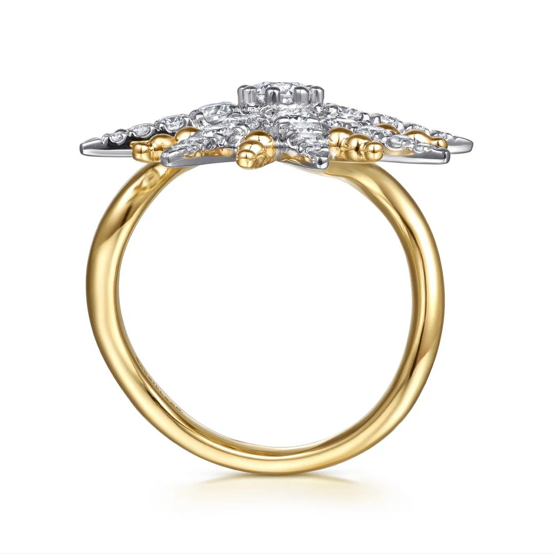 Gold Diamond Starburst Bypass Bujukan Ring