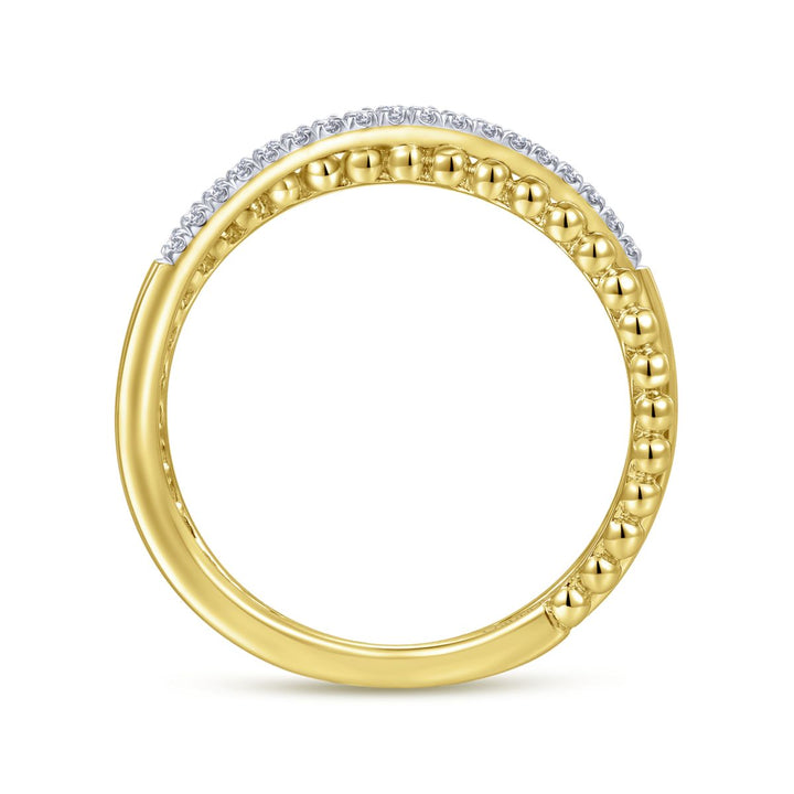 Crossing Diamond Yellow Gold Ring