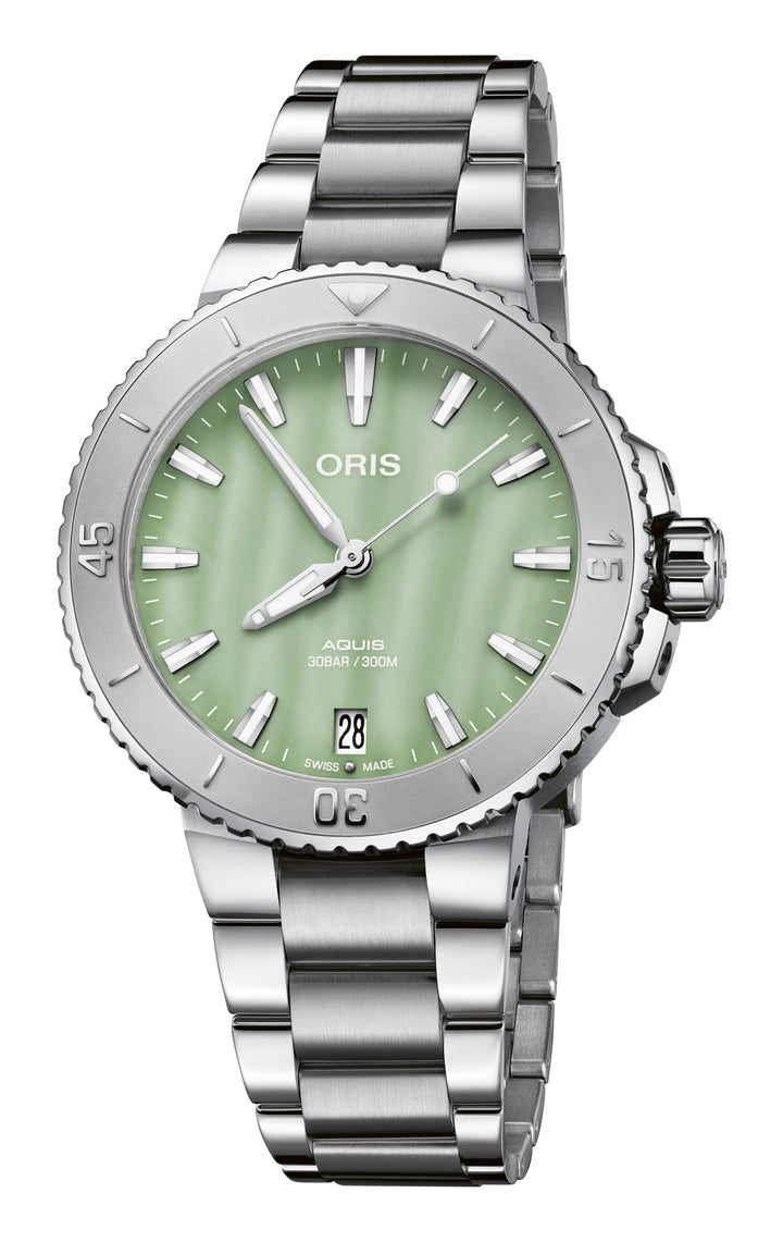Aquis Date Seafoam Green MOP Dial 36.5mm Watch