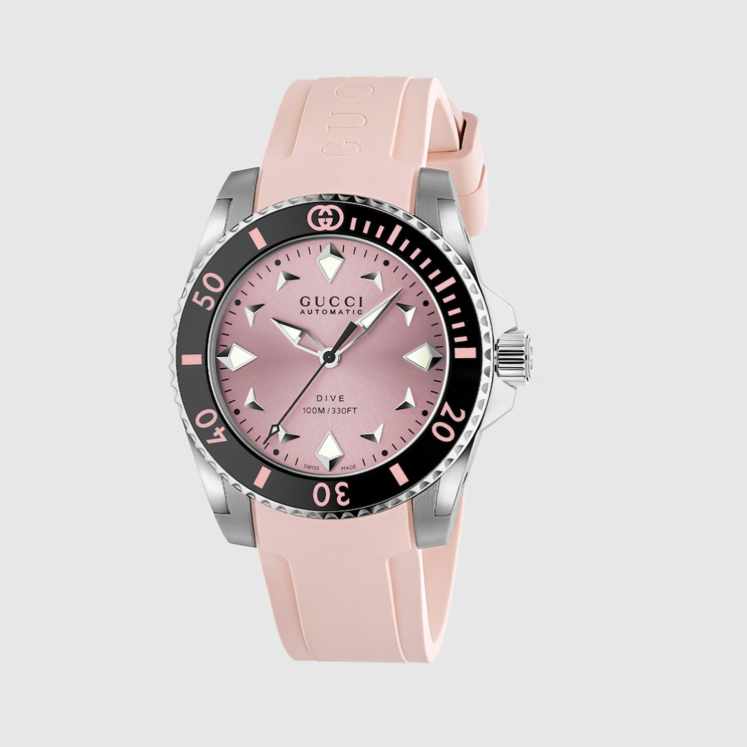 Dive Pink Dial and Rubber Strap 36MM Watch