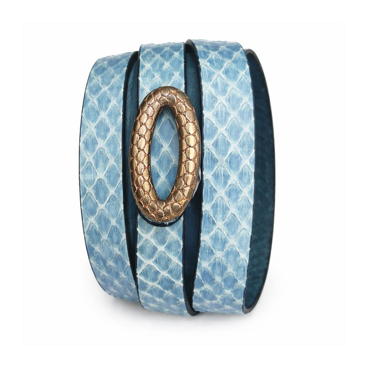 Edgy Blue Leather Bracelet