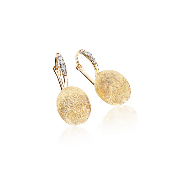 Baby Ciliegine Gold Ball Drop Earrings with Diamonds