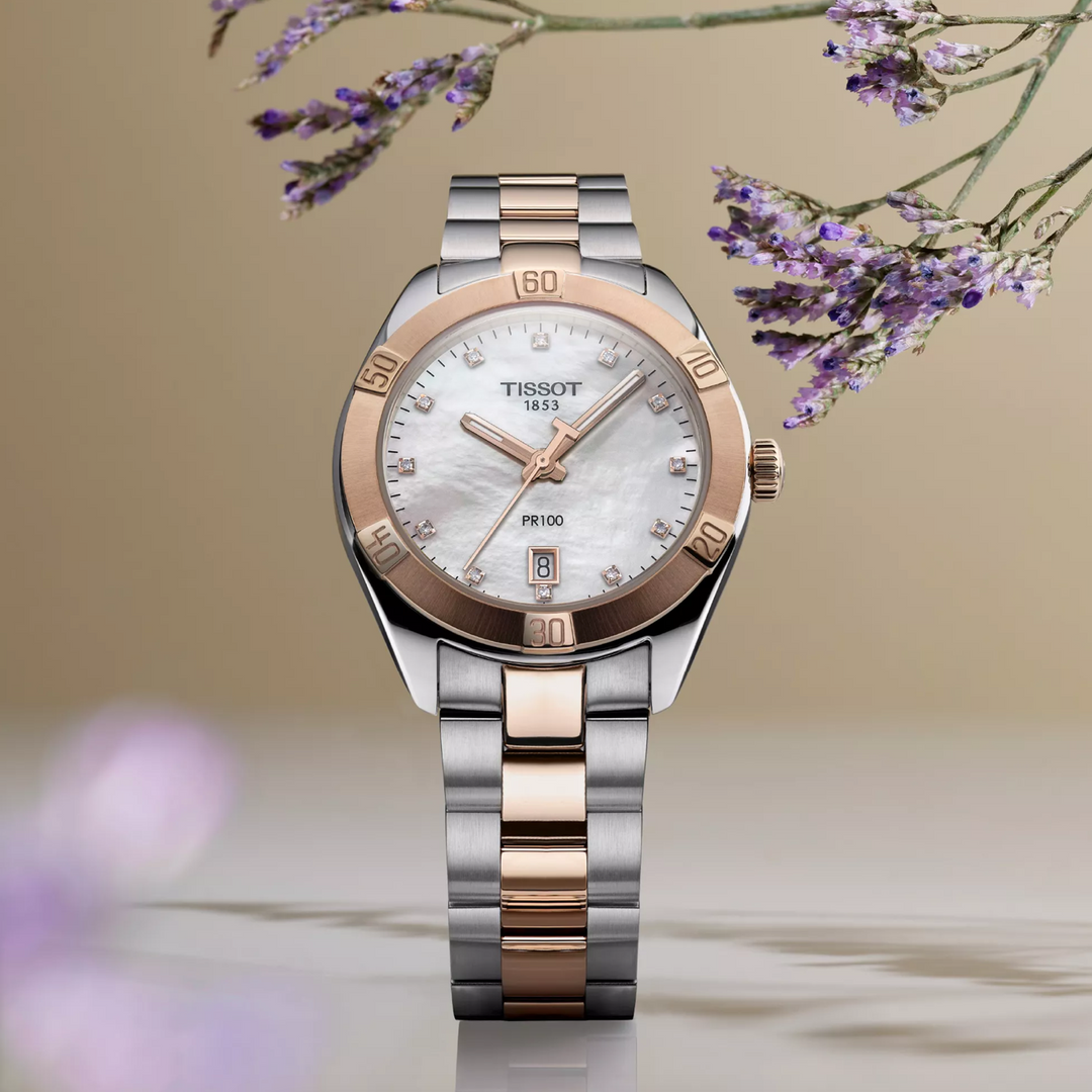 PR 100 Ladies Sport Chic Stainless Steel with Rose Gold PVD 36MM Watch