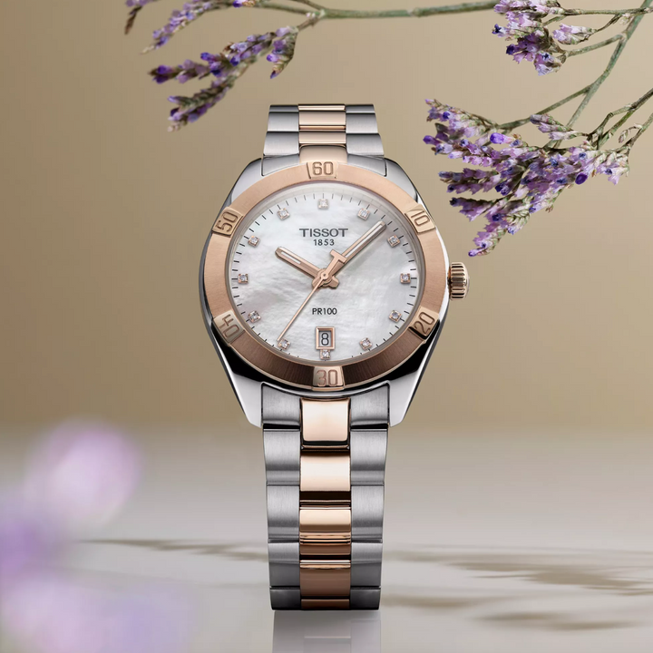 PR 100 Ladies Sport Chic Stainless Steel with Rose Gold PVD 36MM Watch