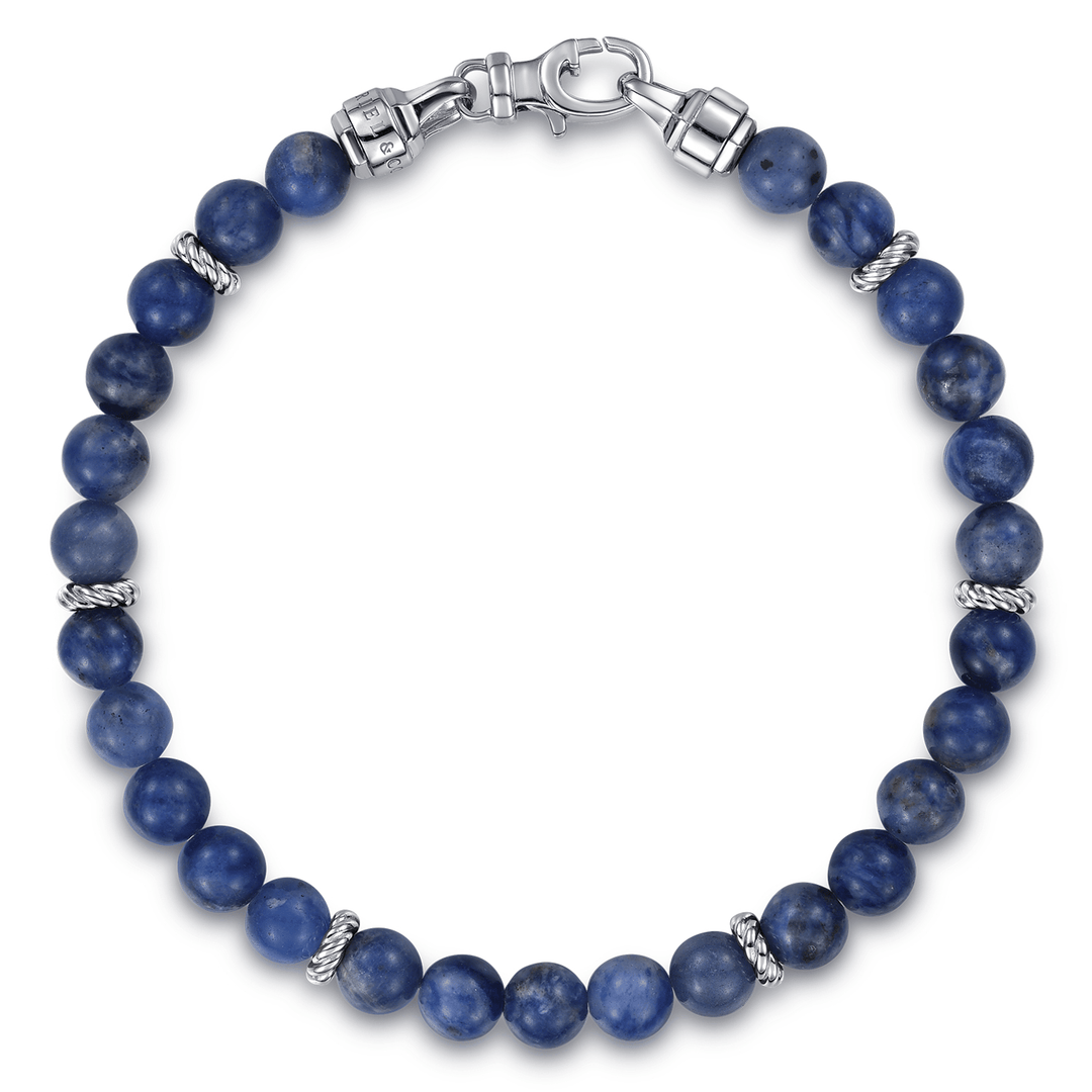 Silver Sodalite Beaded Bracelet