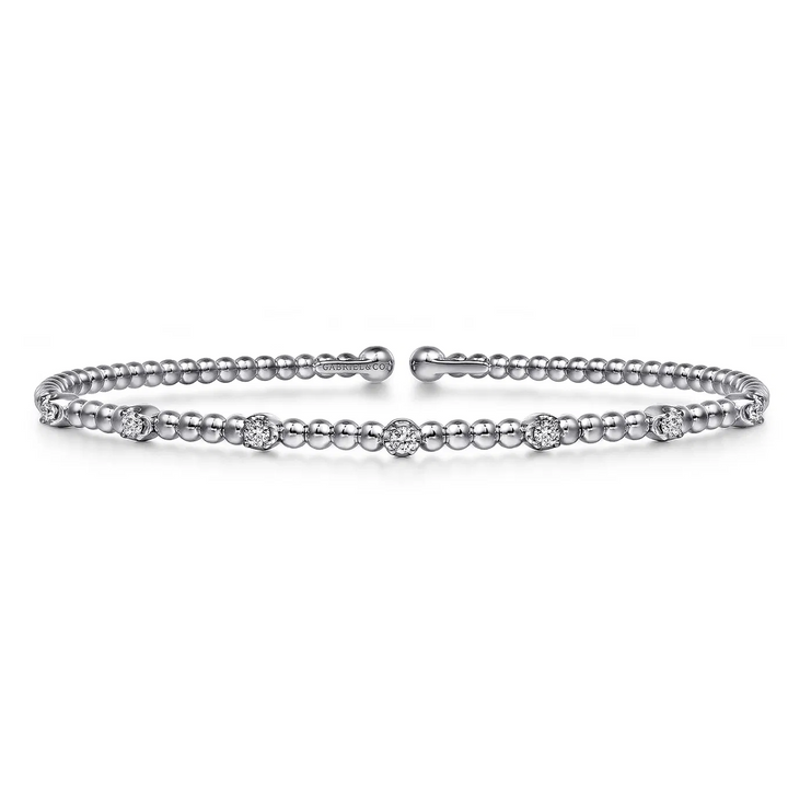 14K White Gold Bujukan Diamond Stations Bangle