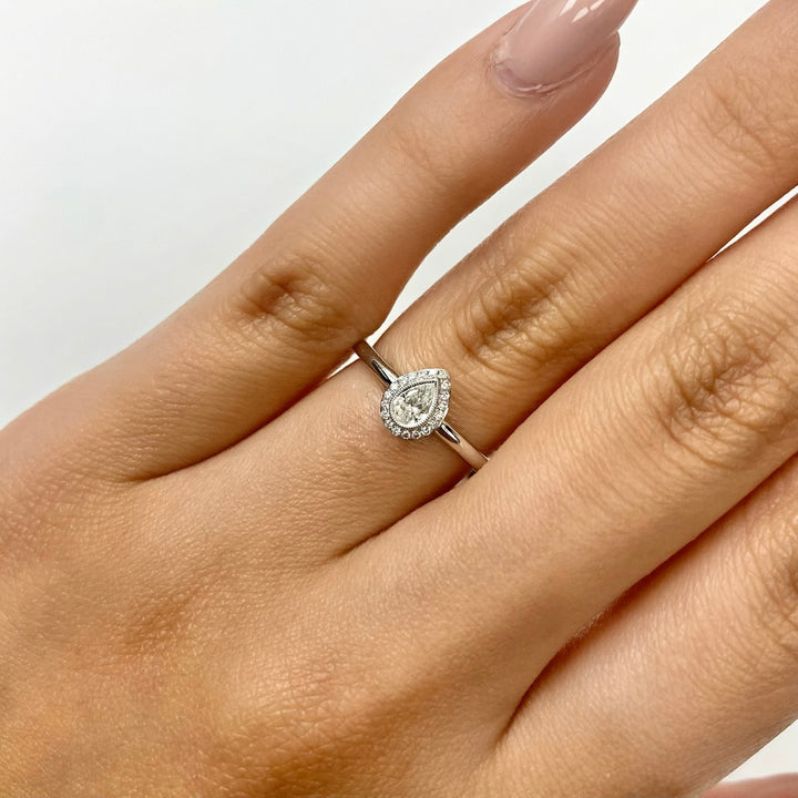 Pear Diamond Halo Ring
