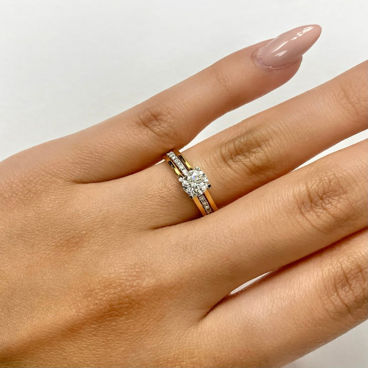 Diamond Ring with White and Rose Gold Band