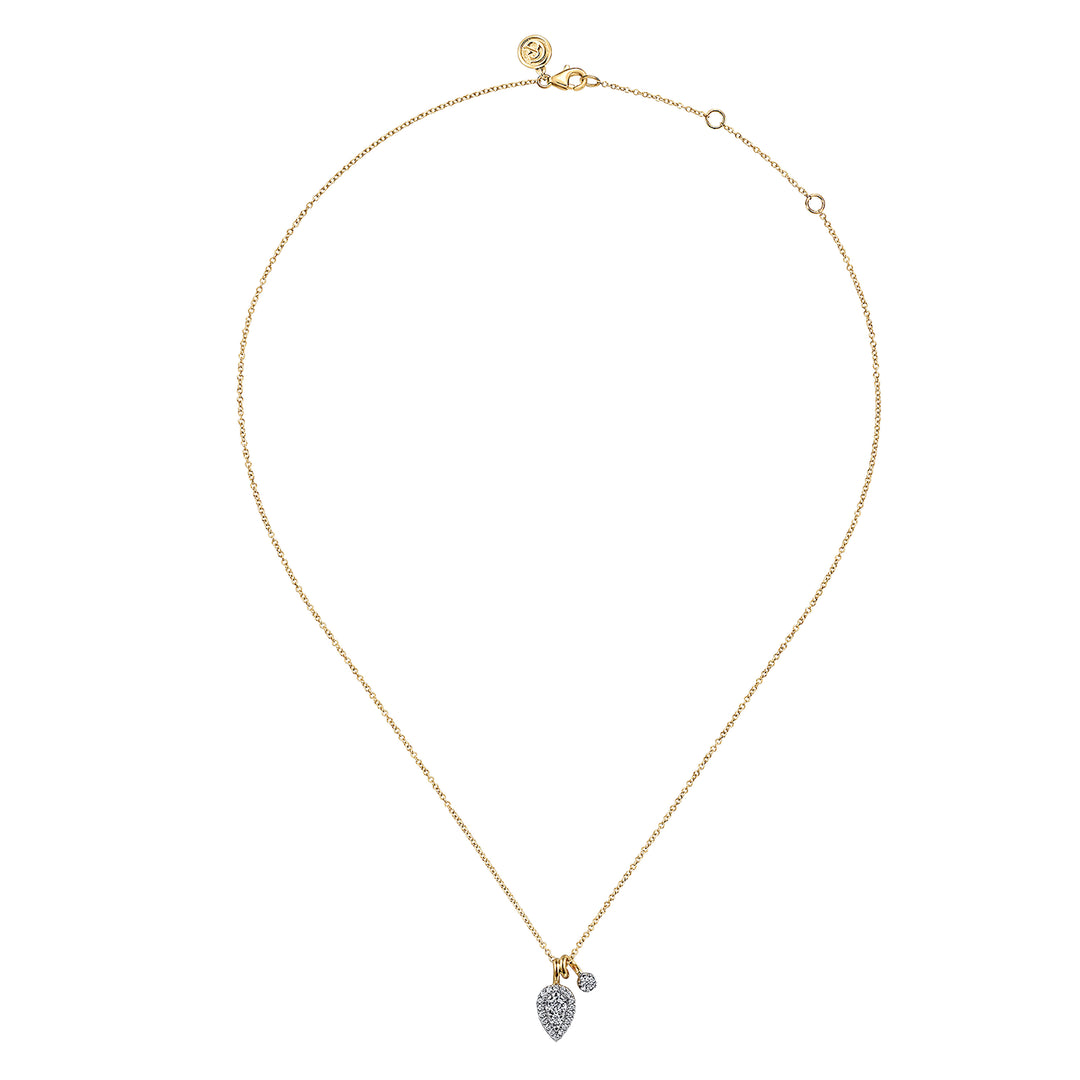 Pendant Necklace 14K White and Yellow Gold Diamond 0.3ct