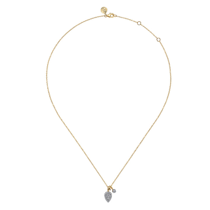 Pendant Necklace 14K White and Yellow Gold Diamond 0.3ct