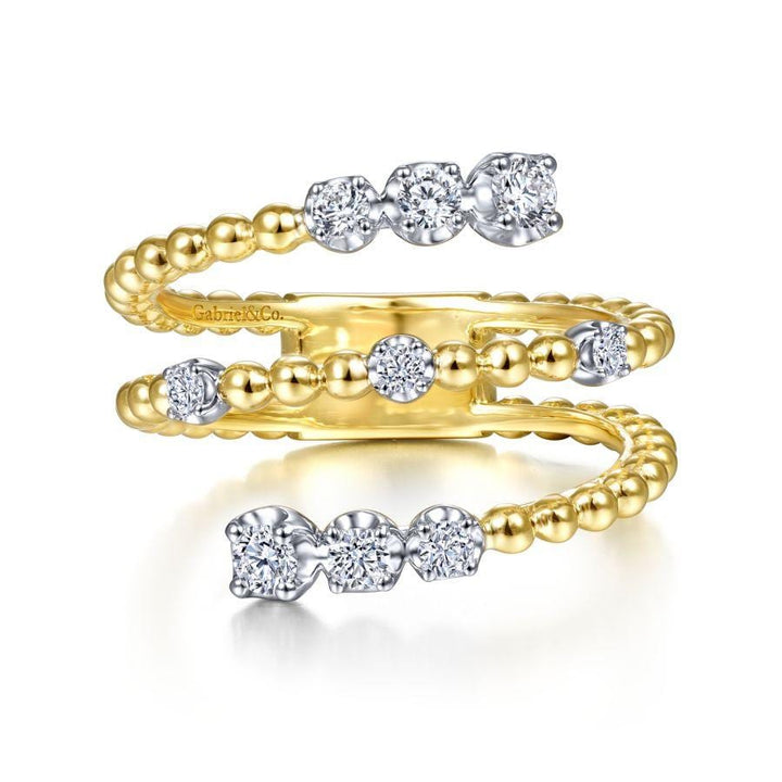 Open Diamond Bypass Beaded Ring