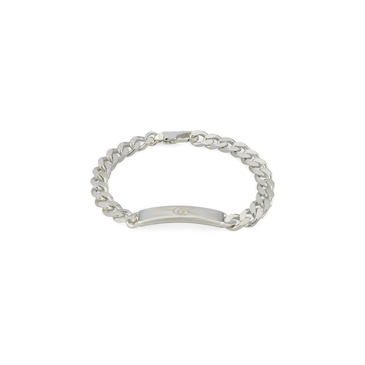 Tag Diagonal Interlocking G Silver Bracelet