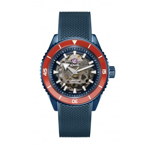 Captain Cook Limited Edition Skeleton Ceramic Blue/Orange 43MM Watch