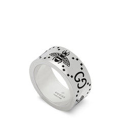 YBC728304001020|GUCCI |SIGNATURE |9mm SIlver Ring GG Bee - Size 9