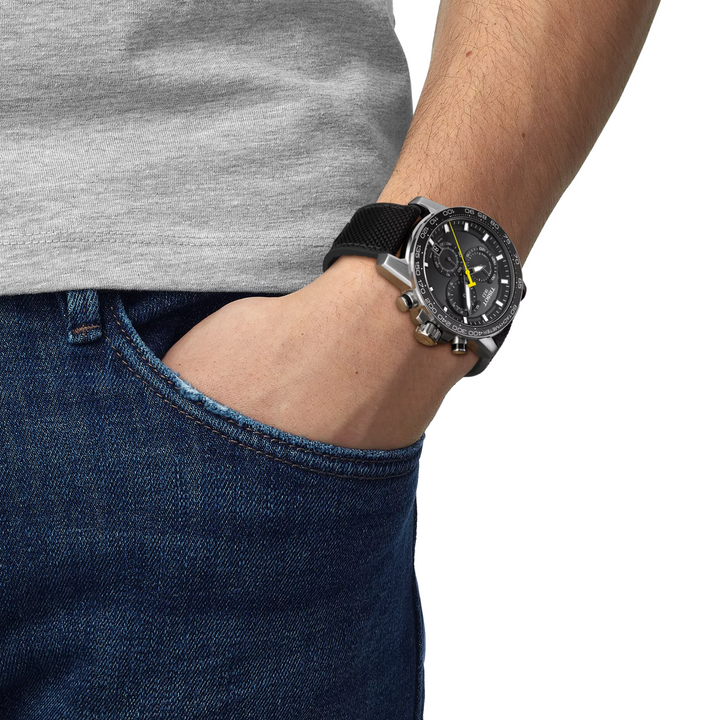 Supersport Chronograph Black Dial and Strap 45.5MM Watch