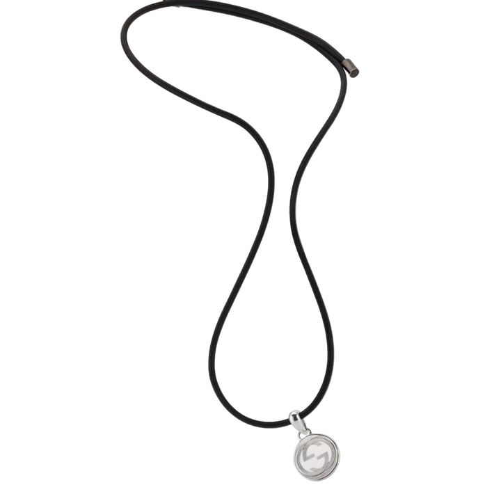 Magnetic Black Cord with GG Silver Pendant