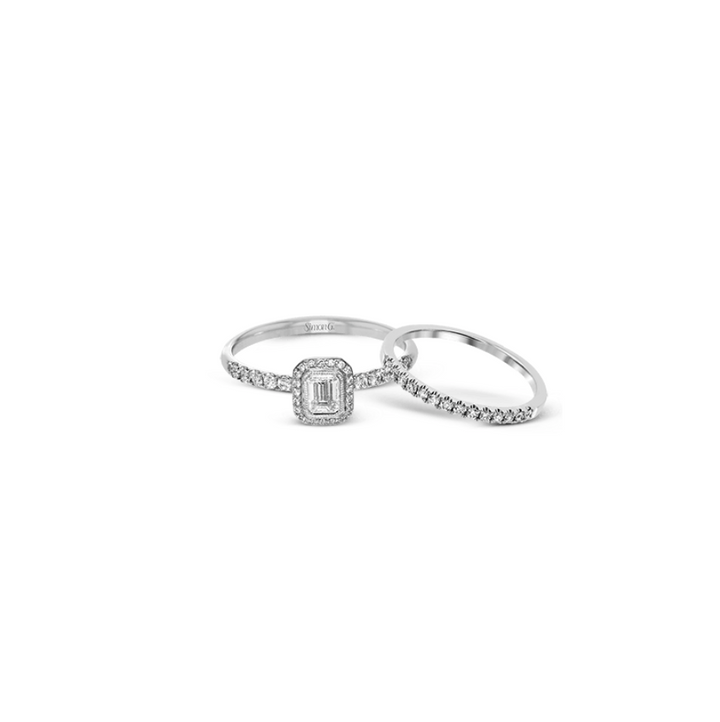 .37D Emerald Cut Diamond Ring with Diamond Band