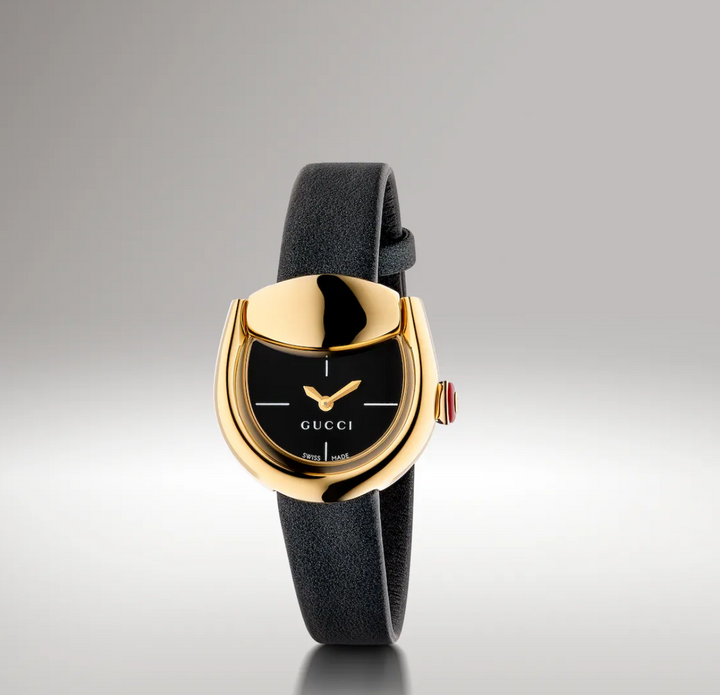Horsebit Black Leather Strap Watch