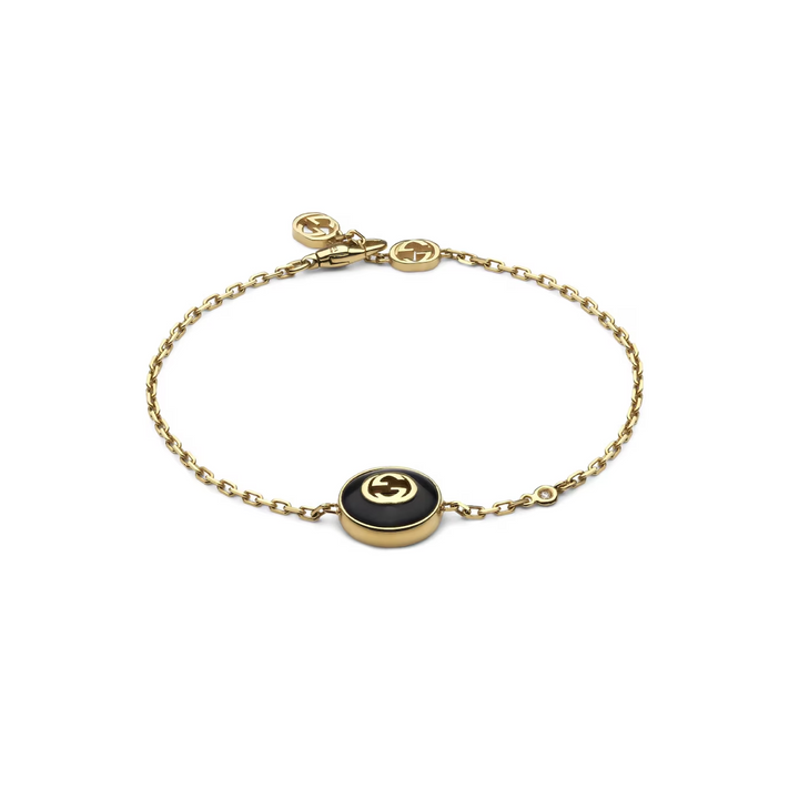 Interlocking G Yellow Gold and Black Onyx Bracelet