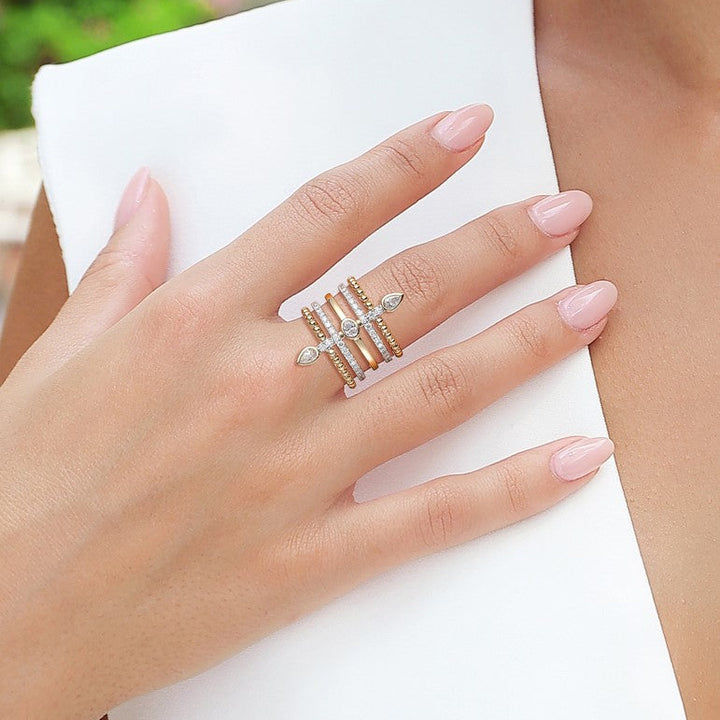 Teardrop Cage Diamond Ring
