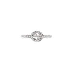 YBC679113001014|GUCCI |INTERLOCKING G |18K White Gold Ring with Pave Diamonds .30ct tw